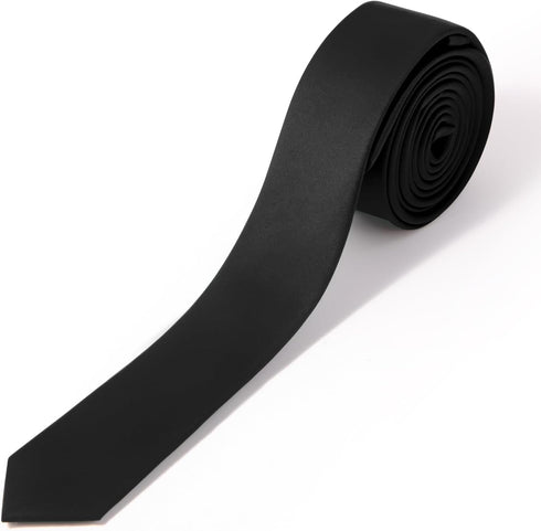 Skinny Ties Black Ties For Men and Women Solid Pure Color 1.58" (4CM) Plain Formal Slim Neckties...