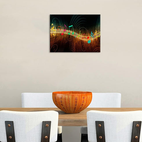 Music Wall Art for Bedroom, PIY Modern Musical Note Canvas Prints Stretched with Frame, Beautiful Notes Beating on Staff Picture Decor (Waterproof...