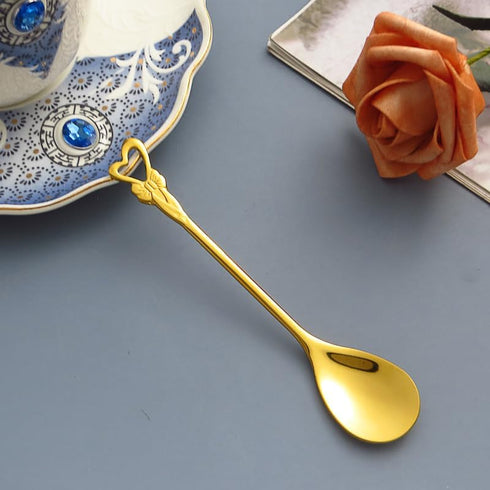 10 Pieces Stainless Steel Heart Butterfly Coffee Spoon Dessert Spoon Sugar Spoon Ice Cream Spoon Stirring Spoon Tea Spoon Set for Tableware Kitche...