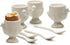 RSVP International Poached Egg Spoon, 4 Piece Set Multipurpose Use for Serving Jam, Honey or Soft Boiled Eggs, 5.5" Length, White Porcelain...