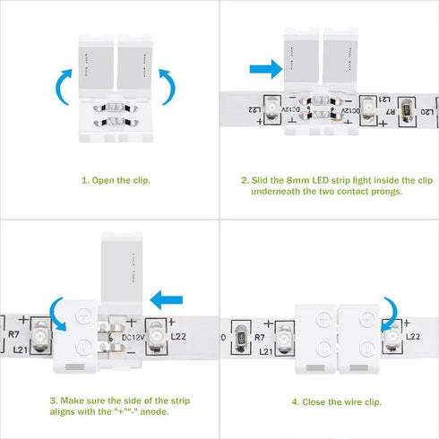 LightingWill 10pcs Pack Strip to Strip Unwired Gapless Solderless Snap Down 2Pin Conductor LED Strip Connector for 8mm Wide 3528 2835 Single Color...