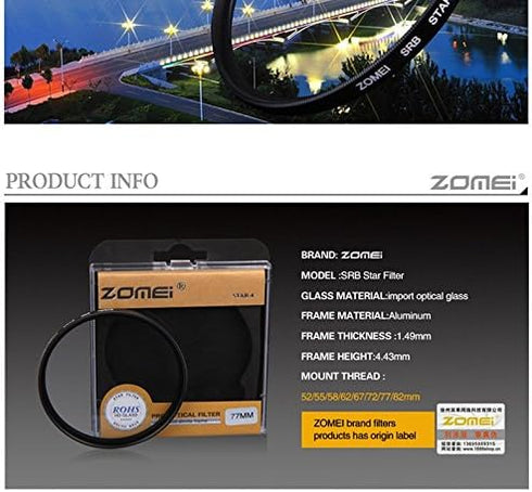 ZOMEI 55mm Star-Effect Cross Starburst Twinkle Lens + 4 Points Star Filter + 6 Points Star Filter + 8 Points Star Filter Set for Canon Nikon...