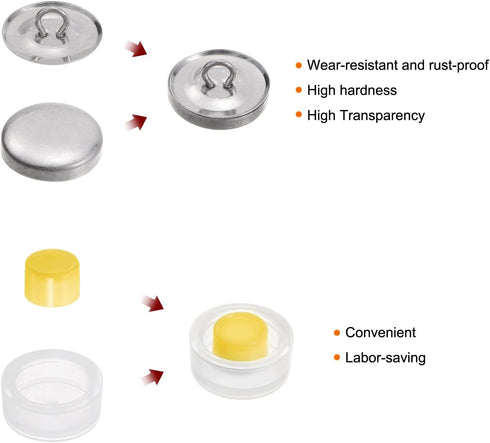 HARFINGTON 300 Sets Self Cover Button Kit 30L 0.75" 19mm with Wire Backs Aluminum Buttons to Cover Fabric Button Maker Covered Buttons Kit with 4 ...