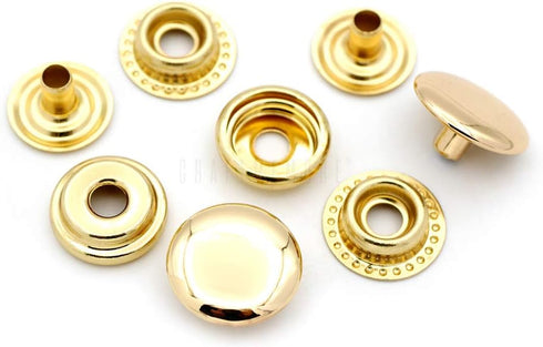 CRAFTMEMORE 50 Sets Gold Plating Snap Fasteners Ring-Socket Press Studs for Jacket Bag Canvas Closures #201 VT47 (15mm (0.59"))...