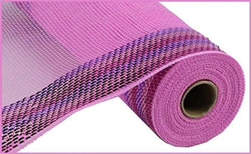Border Stripe Metallic Poly Deco Mesh, 10.5 Inches x 10 Yards (Pink, Lavender, Hot Pink)...