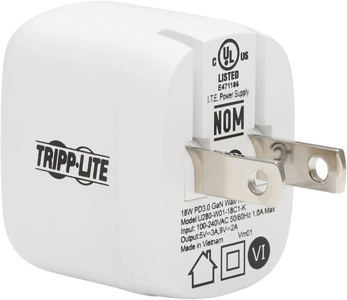 Tripp Lite USB Wall Charger USB C 18W Charging GaN Tech w/Lightning Cable (U280-W01-18C1-K)...