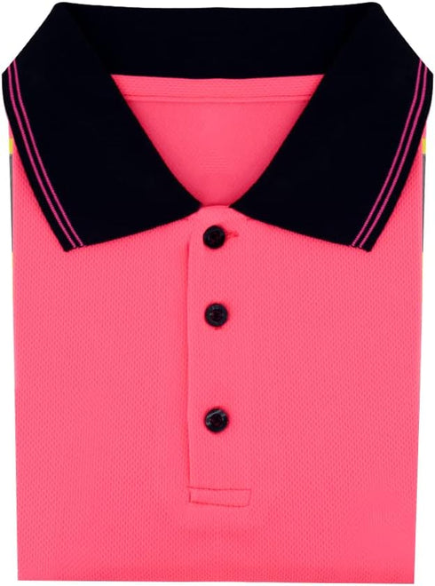 Safety Polo Shirt High Visibility - Reflective Shirt Short Sleeve ANSI Standards Construction Work Wear for Men and Women (Pink, 2XL)...