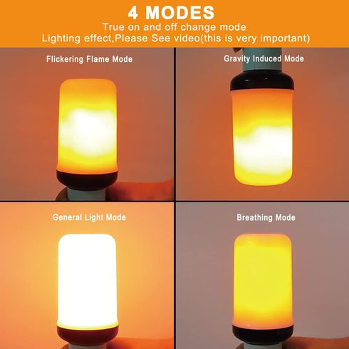 Bitrue LED Flame Effect Light Bulb, 4 Modes Flame Light Bulbs, E26 Base Fire Light Bulb with Gravity Sensor,Flickering Light Bulbs Halloween Home ...