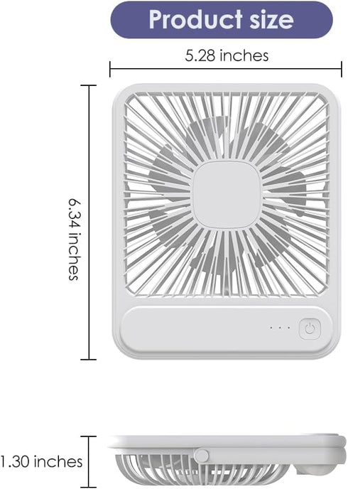 7.5-inch Portable USB Desk Fan with 180° Tilt Foldable and 3 Speed Adjustable, Strong Wind and Rechargeable Personal Fan for Travel Home Office...