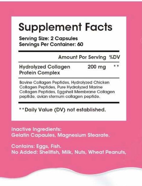 Multi Collagen Complex 200MG + Biotin 3000MCG + Vitamin C 50MG Per Serving! Promotes Healthy Hair, Beautiful Skin, and Nail Support! 120 Capsules,...