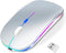 Wireless Bluetooth Mouse for iPad/MacBook Pro/Air/Laptop/pc Rechargeable Silent Mouse Portable Slim for Surface Pro/Lenovo/Samsung Tablet (LED/Sil...