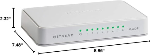 NETGEAR 8-Port Gigabit Ethernet Unmanaged Switch (GS208) - Desktop, Ethernet Splitter, Silent Operation, Plug-and-Play...