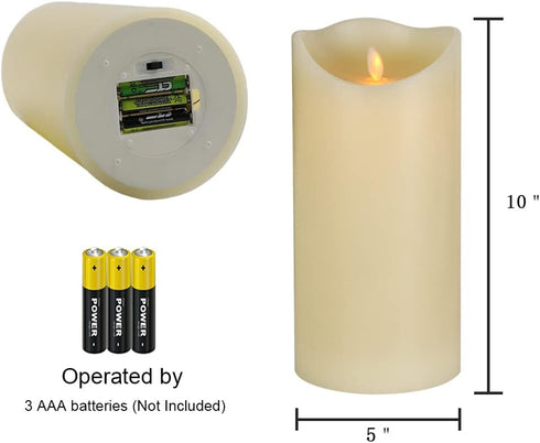 Eldnacele Large LED Candles with 6H Timer Flickering Flame, Battery Operated Electric Candles with Real Wax Warm Light for Christmas Halloween Hom...