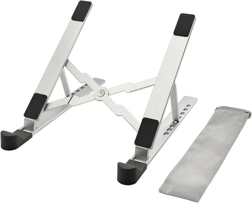 Laptop Stand for Desk Adjustable Laptop Riser with 8-Angle Adjustment Aluminium Alloy Laptop Holder Foldable Computer Stand for 10-16" Laptops(Sil...