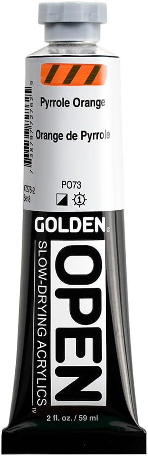 OPEN Slow-Drying Acrylics by GOLDEN, Pyrrole Orange, 2 fl oz. tube, Professional Acrylic Paint, Semi-Opaque...