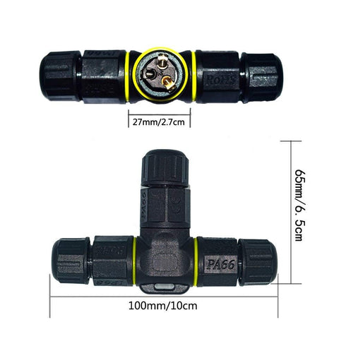 3 Way 3Pin IP68 Waterproof Junction Box,Ideal for 4.5mm-10mm Outdoor Waterprrof Junction Cable,Used for Outdoor Road Landscape Lights, car Decorat...