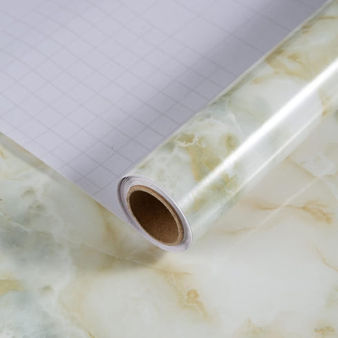 Light Green Marble Textured Wallpaper Peel and Stick Granite Countertop Contact Paper Glossy Thicken 12x79 inch Waterproof Adhesive DIY Wall Stick...