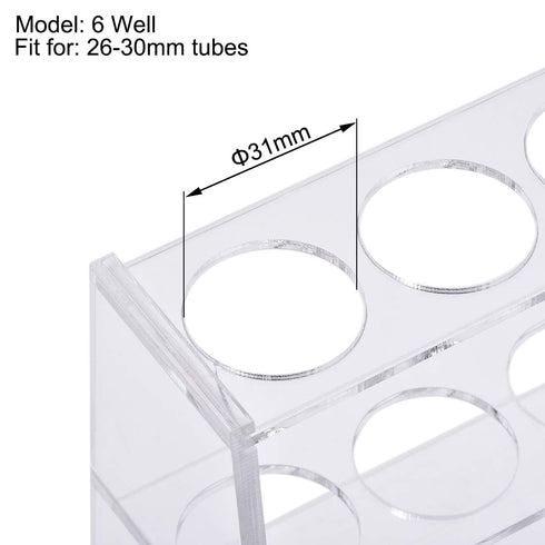uxcell Acrylic Test Tube Holder Lab Stand Rack 6 Wells for 100ml Centrifuge Tubes Laboratory Clear...
