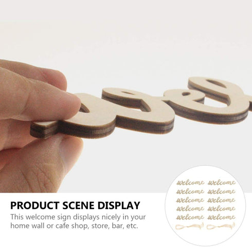 PRETYZOOM 10pcs Farmhouse Welcome Sign Cutout Unfinished Letter Sign DIY Block Words Door Wreaths Front Door Sign with 10pcs Lanyard for Home Wedd...