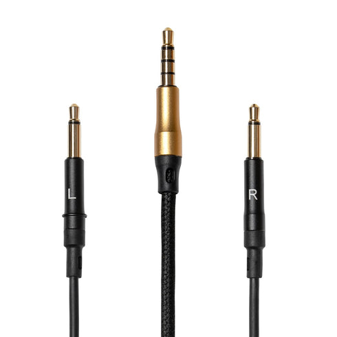 MEZE AUDIO | 1.2m Cable with Mic & Remote for 99 Classics Walnut Gold | 3.5 mm Male to Dual TS Mono 3.5mm Male Connector Plug | Kevlar Reinforced ...