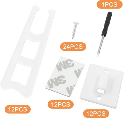 12pcs Easel Back Stand, Plastic Picture Frame Easel Backs, White Adhesive Easel Back Support, Easel Back Frame Holder with 1pcs Screwdriver...