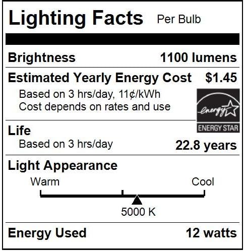 Sunlite LED A Type Household 12W (75W Equivalent) Light Bulb Medium (E26) Base, Daylight...