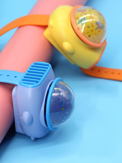 Portable Children's watch fan with Star Projection Watch Fan Handheld Wristband Leafless Fan - Blue...