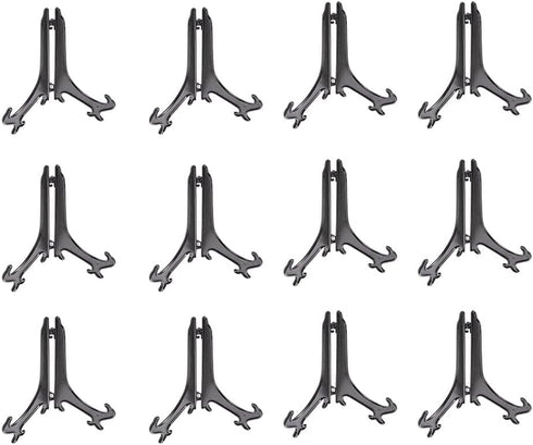 3/4/5/6/7/8/9/10/12inch Display Stands Black Plastic Easels,Plate Display Stands,Picture Frame Stand Holder,Picture Easel at Weddings(4inch 12PCS)...