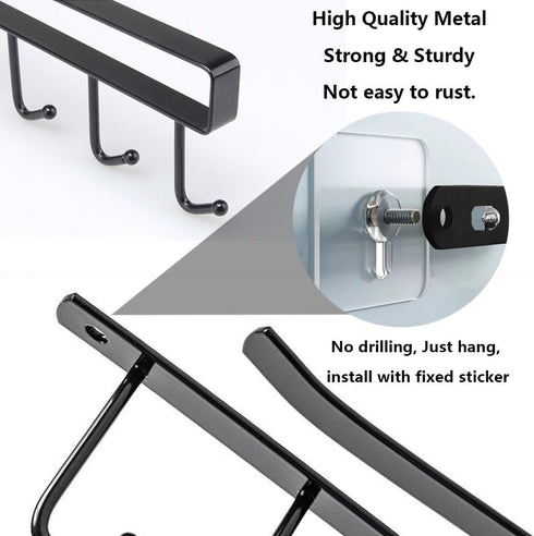 2 Pack Storage Mug Hooks Rack Under Cabinet Each with Fixed Sticker, 6 Hooks Cup Holder Hanger, Ties Belts Scarf Hanging Hook Rack, Mug Hook Hange...