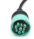 9 Pin J1939 to 16 Pin OBD2 Adapter Cable for Heavy Duty Trucks and Commercial Vehicles with Green Type 2 J1939 Diagnostic Connector...