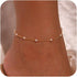 Ankle Bracelets for Women,Dainty Gold Anklet 14k Gold Plated Summer Pearl Anklets for Women Waterproof Non Tarnish Pearl Anklet Set Cute Beded Cha...