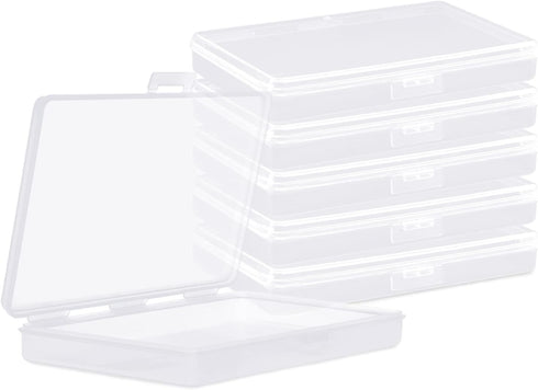 Lainrrew 6 Pcs Rectangular Clear Plastic Storage Containers Box with Hinged Lid Plastic Beads Storage Containers Empty Case Organizer for Beads, C...