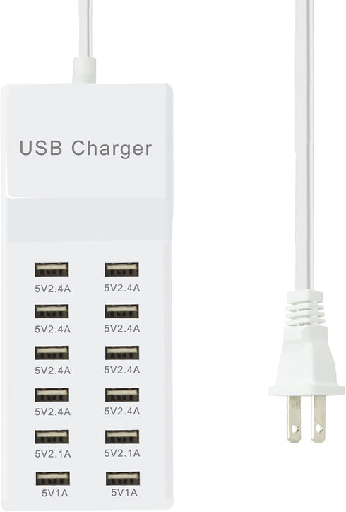 USB Charger 12 Port USB Charging Station Charging Hub with Fast Charging USB Wall Charger for Multiple Devices USB Charging Port Compatible with C...