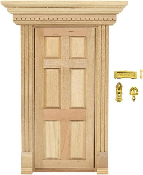 iLAND Dollhouse Door on 1:12 Scale, Miniature Door w/Handle & Knocker (Neoclassical Mini Door)...