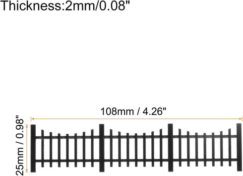 MECCANIXITY 2pcs 4.25 Inch Miniature Garden Fence, Mini Ornament Wood Picket Fence Decorative for Dollhouse Home, DIY 0.08" Black Simple Style...