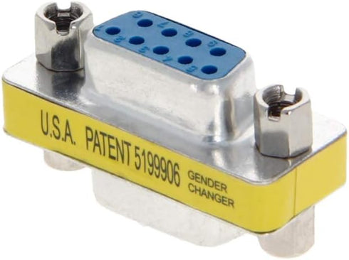 Fielect DB9 VGA Gender Changer 9 Pin Female to Female 2-Row Mini Gender Changer Coupler Adapter Connector for Serial Applications Blue Pack of 1...