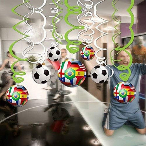 30CT Soccer Hanging Swirl for Soccer Party Supplies Theme Birthday Party Decorations...