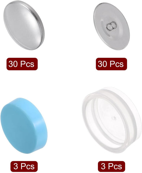 30 Sets Self Cover Button Kit 60L 1.5" 38mm with Wire Backs Aluminum Buttons to Cover Fabric Button Maker Covered Buttons Kit with Tools for DIY C...