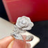 Elegant Rose Flower Engagement Ring for Women Sparkling Rhinestone CZ Crystal Open Statement Rings Promise Wedding Ring Expandable Wrap Finger Ban...