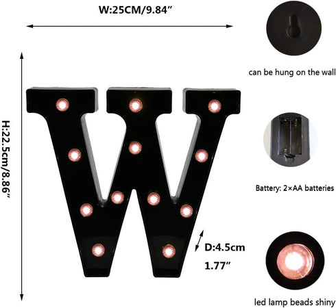 Light Up Black Alphabet Marquee Letters Sign LED Marquee Number Lights Sign for Night Light Home Bar Christmas Lamp Birthday Party Wedding Decorat...
