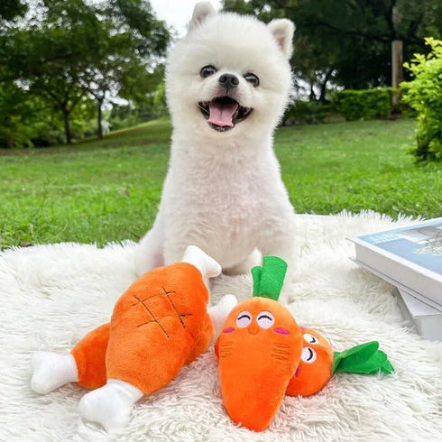 1Pc Orange Soft Dog Toys Cute Carrot Plush Chew Squeaker Sound Pet Puppy Supplies Durable Plush Dog and Cat Toys with Multi-Squeaks ?Dog Squeak To...