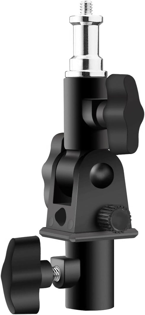 WELLMAKING U-Shape Camera Flash 180°Swivel Mount Bracket with Standard 1/4 to 3/8 inch Metal Male Screw Spigot Stud Compatible for Umbrella Softbo...