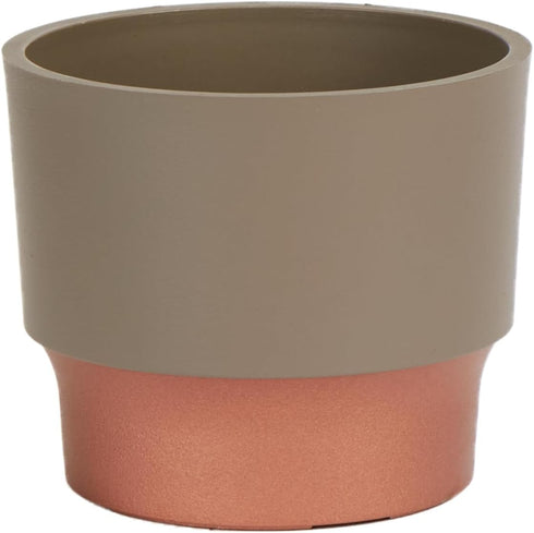The HC Companies 5 Inch Sprite Round Planter - Small Plastic Plant Pot with Drainage for Indoor Outdoor Plants, Artisian Taupe...