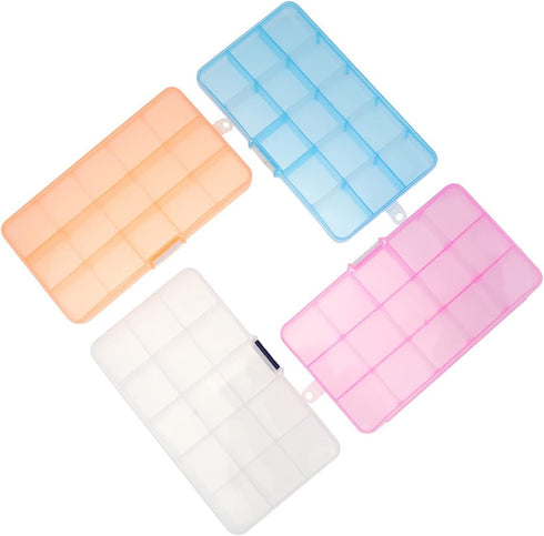 OriGlam Plastic Storage Case Container with Adjustable Dividers, Small Clear Plastic Bead Storage Box with 15 Grids for Jewelry Craft Beads Bolts ...