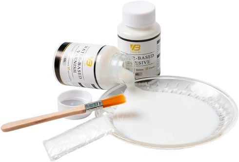 Gilding Adhesive Kit, Gold Leaf Glue Adhesive and Water Based Varnish for Craft Supplier, Resin Art, Furniture Decoration, Wall, Ceiling (2 Brushe...