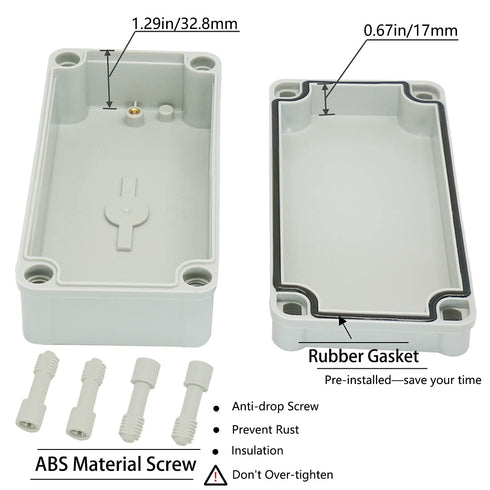 Zulkit Junction Box ABS Plastic Dustproof Waterproof IP67 Junction Boxes Universal Electrical Project Enclosure DIY Electronic Project Box Grey 6....