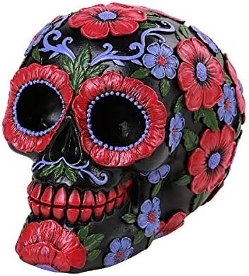 Pacific Giftware Day of The Dead Floral Skull Home Tabletop Decorative Resin Figurine...