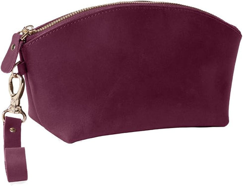 KAAL Crazy Horse, Clutch Makeup, Pure Leather Bag, Travel Cosmetic Bag for Women, Genuine Leather Toiletry Bag, Traveller's Kit Organizer Bag, Por...