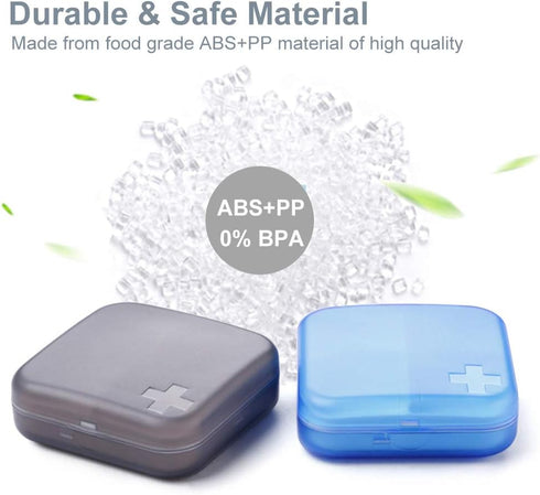 2 Pack Portable Travel Pill Organizer Case for Pocket or Purse Cute Small Daily Pill Box BPA Free Plastic Medicine Vitamin Holder Container (4 Com...
