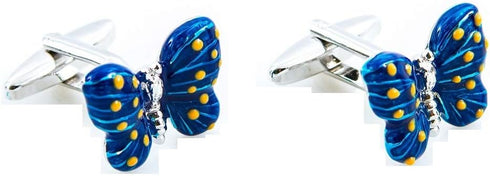 Butterfly Blue Pair Cufflinks in a Presentation Gift Box & Polishing Cloth...